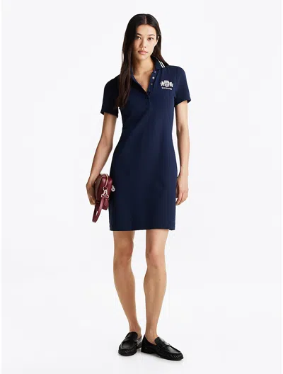 TOMMY HILFIGER EMBROIDERED STRETCH SLIM FIT POLO DRESS