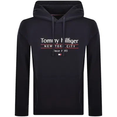 TOMMY HILFIGER TOMMY HILFIGER LOGO CENTER STACK HOODIE NAVY