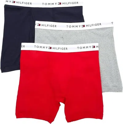 TOMMY HILFIGER MEN'S 3-PACK COTTON CLASSIC BOXER BRIEF IN NAVY/RED/GREY