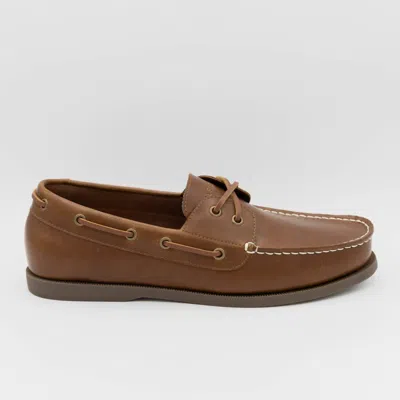 TOMMY HILFIGER MEN'S BRAZEN SLIP-ON BOAT SHOES IN COGNAC