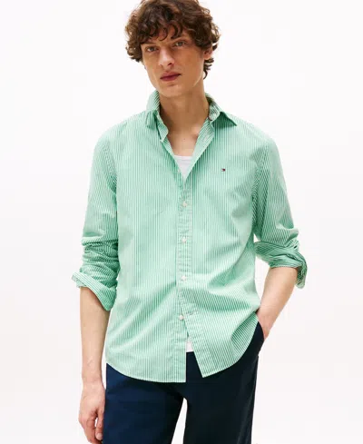 TOMMY HILFIGER MEN'S REGULAR-FIT STRIPED POPLIN SHIRT