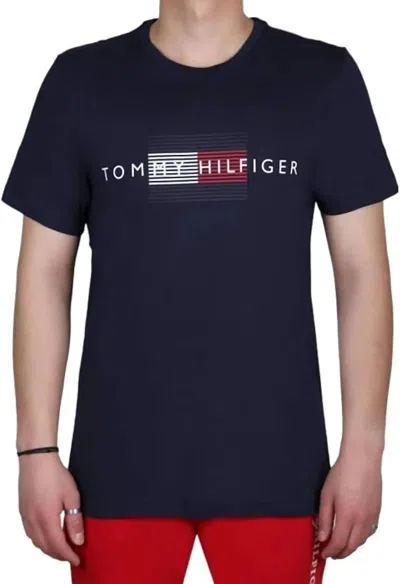 TOMMY HILFIGER MEN'S SHORT SLEEVE CREW NECK SHIRT IN DARK NAVY