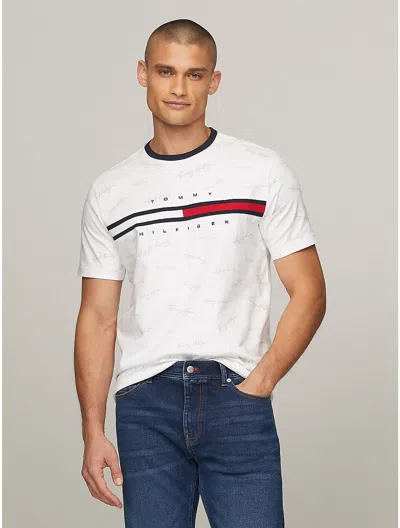 TOMMY HILFIGER MEN'S SIGNATURE FLAG STRIPE LOGO T-SHIRT