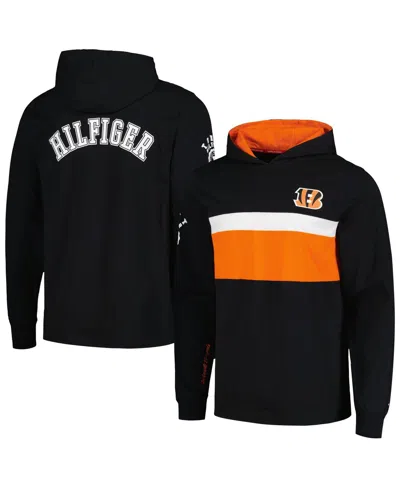 TOMMY HILFIGER MEN'S TOMMY HILFIGER BLACK CINCINNATI BENGALS MORGAN LONG SLEEVE HOODIE T-SHIRT