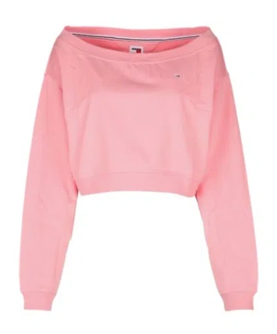 TOMMY HILFIGER TOMMY JEANS OFF-SHOULDER CROPPED SWEATSHIRT