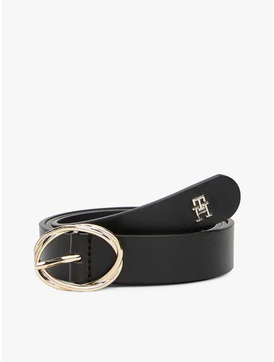 TOMMY HILFIGER OVAL BUCKLE LEATHER BELT