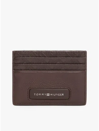TOMMY HILFIGER PEBBLED LEATHER MONOGRAM CARD HOLDER