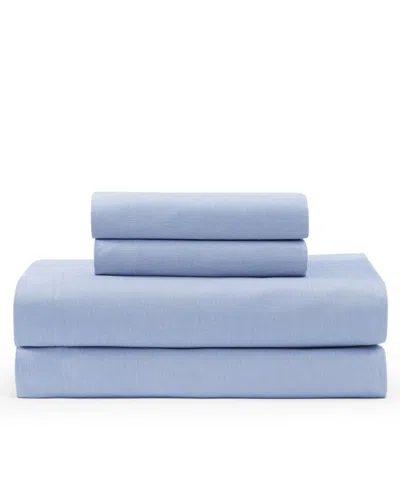 TOMMY HILFIGER SOLID 144-THREAD COUNT COTTON CHAMBRAY WASHED 3-PC. SHEET SET, TWIN XL