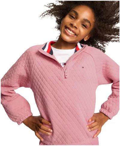 TOMMY HILFIGER TODDLER AND LITTLE GIRLS BOX QUILT QUARTER ZIP SWEATSHIRT