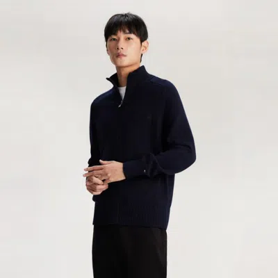 TOMMY HILFIGER TOMMY HILFIGER Tommy Hilfiger 男装纯棉刺绣净色商务半高领宽松针织外套33135