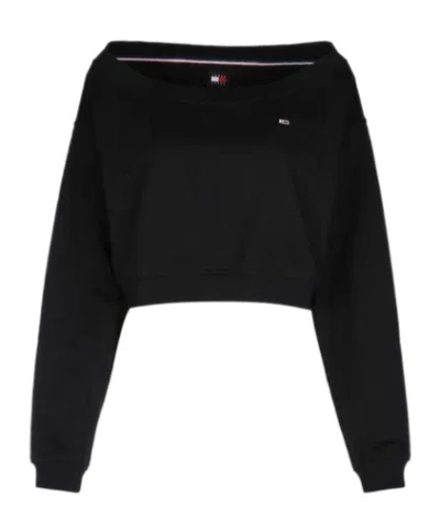 TOMMY HILFIGER TOMMY JEANS OFF-SHOULDER CROPPED SWEATSHIRT