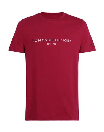 TOMMY HILFIGER TOMMY HILFIGER TOMMY LOGO T-SHIRT MAN T-SHIRT GARNET SIZE L COTTON