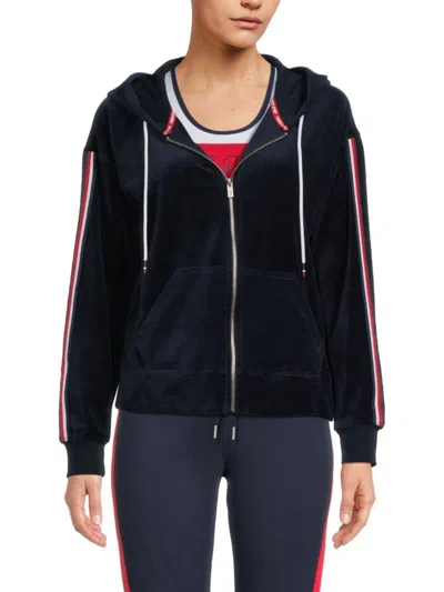 TOMMY HILFIGER WOMEN'S DROP SHOULDER VELVET HOODIE