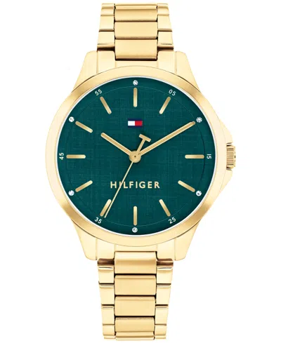 TOMMY HILFIGER WOMEN'S QUARTZ GOLD TONE STAINLESS STEEL BRACELET WATCH, 34MM