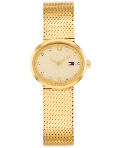 TOMMY HILFIGER WOMEN'S QUARTZ GOLD TONE STAINLESS STEEL MESH BRACELET WATCH, 25MM
