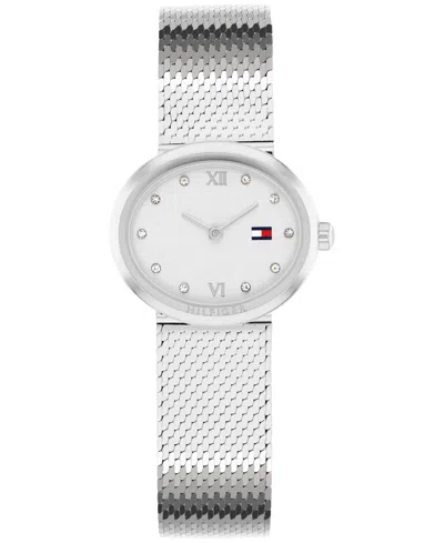 TOMMY HILFIGER WOMEN'S QUARTZ SILVER TONE STAINLESS STEEL MESH BRACELET WATCH, 25MM