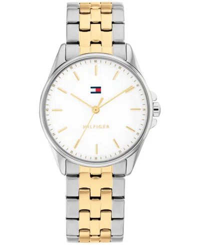 TOMMY HILFIGER WOMEN'S QUARTZ TWO TONE STAINLESS STEEL BRACELET WATCH, 30MM