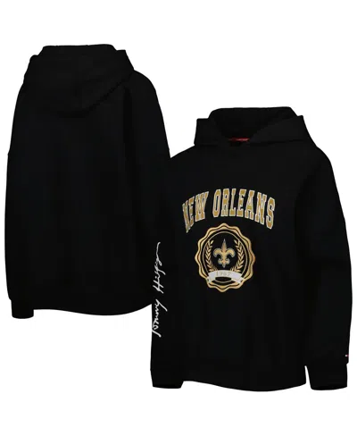 TOMMY HILFIGER WOMEN'S TOMMY HILFIGER BLACK NEW ORLEANS SAINTS BECCA DROP SHOULDER PULLOVER HOODIE