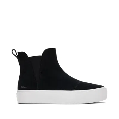 TOMS SHOES FENIX PLATFORM CHELSEA BLACK SUEDE SNEAKER