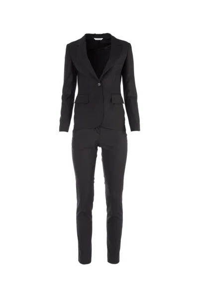 TONELLO WOMEN BLACK NOTCHED-LAPELS SUIT, XS LUXURY SUITS FOR WOMEN DARVEYS