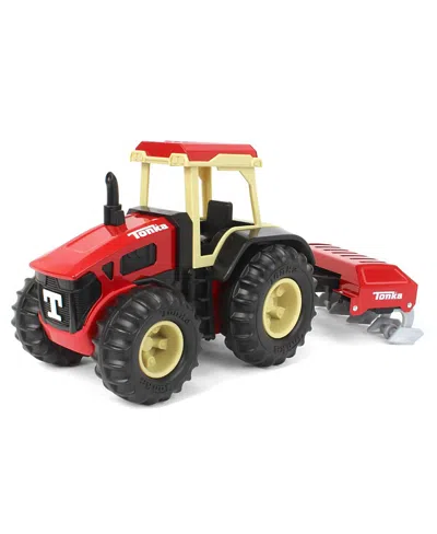 TONKA STEEL CLASSICS RETRO CAB TRACTOR WITH RED PLOW - AGES 3+