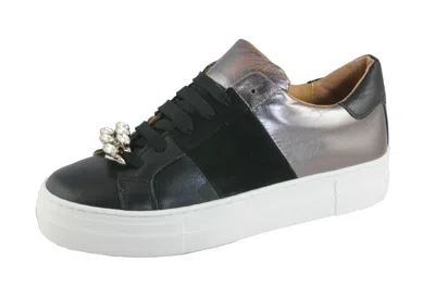 TONY WILD TONY WILD DAMEN SNEAKER TRIA SCHWARZ/GRAU KALBLEDER/VELOURLEDER STRASS SCHMUCK