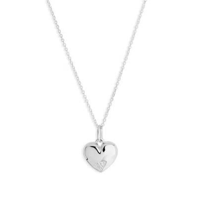 TOOLALLY WOMEN'S ART DECO HEARTS PENDANT - SILVER & CUBIC ZIRCONIA