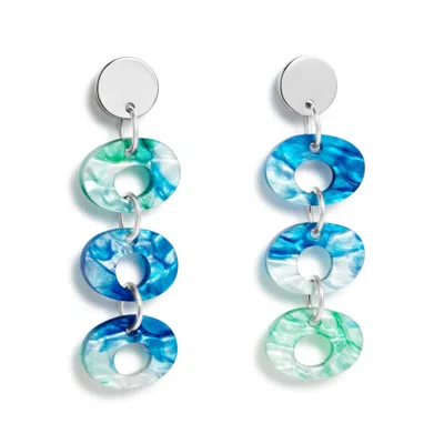TOOLALLY WOMEN'S BLUE / GREEN HEPWORTH DROP EARRINGS - BLUE & GREEN LAVA