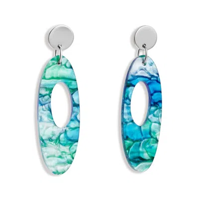 TOOLALLY WOMEN'S BLUE / GREEN HEPWORTH EARRINGS - BLUE & GREEN LAVA
