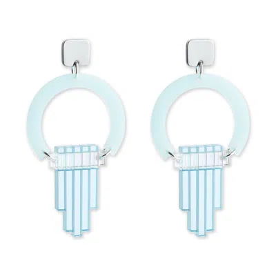 TOOLALLY WOMEN'S BLUE / SILVER ART DECO CHANDELIERS - ISLAND BLUE & ARCTIC BLUE