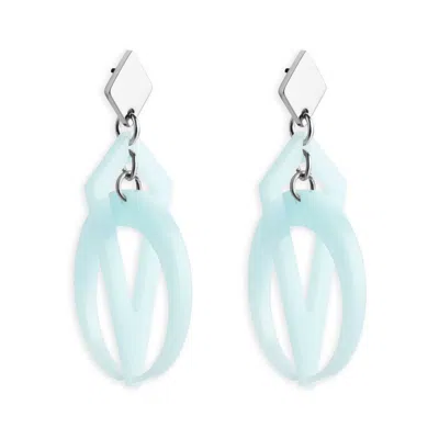 TOOLALLY WOMEN'S BLUE / SILVER PETITE CRESCENT HOOPS - ISLAND BLUE