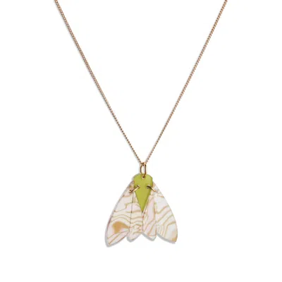 TOOLALLY WOMEN'S NEUTRALS GOSSAMER PENDANT NECKLACE - SHELL & LIME ZEST
