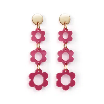 TOOLALLY WOMEN'S PINK / PURPLE FLOWER DROPS - CERISE