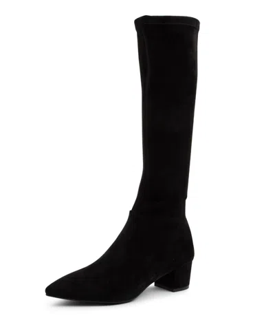 TOP END TOP END ALIA BLACK STRETCH MICRO WOMENS SHOES CASUAL BOOTS LONG