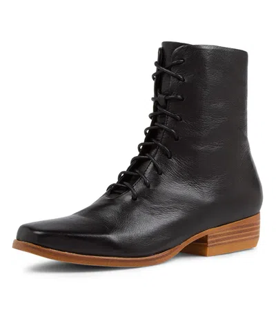 TOP END TOP END GRAYCEE BLACK LEATHER LACE UP BOOTS NH WOMENS SHOES CASUAL