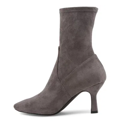 TOP END TOP END LISBON GREY MICROSUEDE ANKLE BOOTS WOMENS SHOES DRESS BOOTS ANKLE