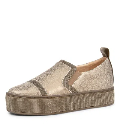 TOP END TOP END NEGAN OLD GOLD LEATHER SNEAKERS WOMENS SHOES CASUAL SHOES FLAT