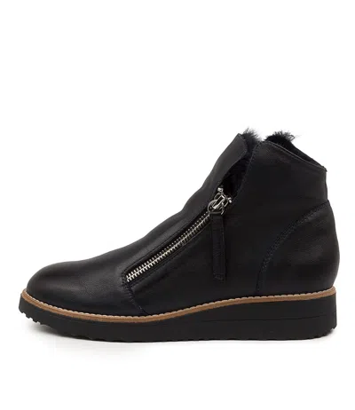 TOP END TOP END OPAL TAN LEATHER FUR ANKLE BOOTS WOMENS SHOES CASUAL BOOTS ANKLE