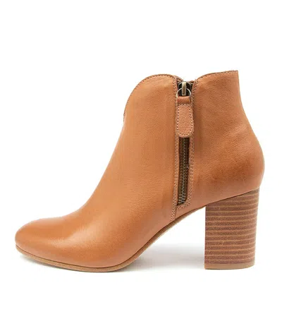 TOP END TOP END UNICORN DK TAN LEATHER WOMENS SHOES CASUAL BOOTS ANKLE