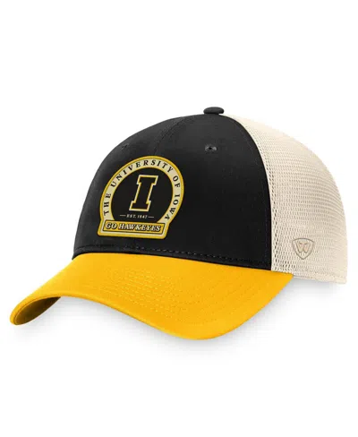 TOP OF THE WORLD MEN'S BLACK IOWA HAWKEYES REFINED TRUCKER ADJUSTABLE HAT
