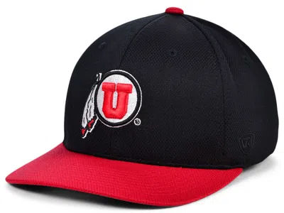 TOP OF THE WORLD MEN'S BLACK UTAH UTES REFLEX FITTED HAT