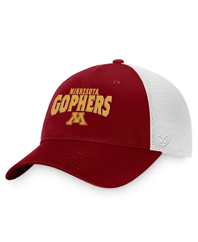 TOP OF THE WORLD MEN'S TOP OF THE WORLD MAROON, WHITE MINNESOTA GOLDEN GOPHERS BREAKOUT TRUCKER SNAPBACK HAT