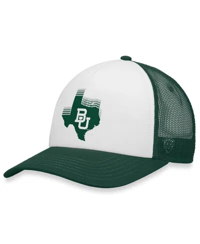 TOP OF THE WORLD MEN'S TOP OF THE WORLD WHITE, GREEN BAYLOR BEARS TONE DOWN TRUCKER SNAPBACK HAT