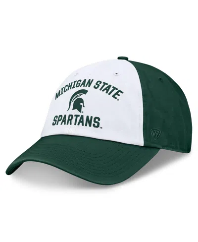 TOP OF THE WORLD MEN'S WHITE/GREEN MICHIGAN STATE SPARTANS HERITAGE WESTON ADJUSTABLE HAT