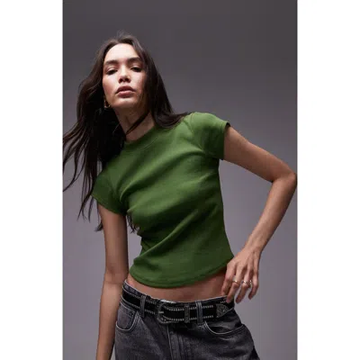 TOPSHOP TOPSHOP CURVED HEM FITTED STRETCH COTTON T-SHIRT