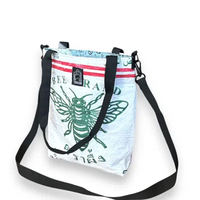 TORRAIN RECYCLED BAGS WOMEN'S WHITE / GREEN BEE ALBI TOTE