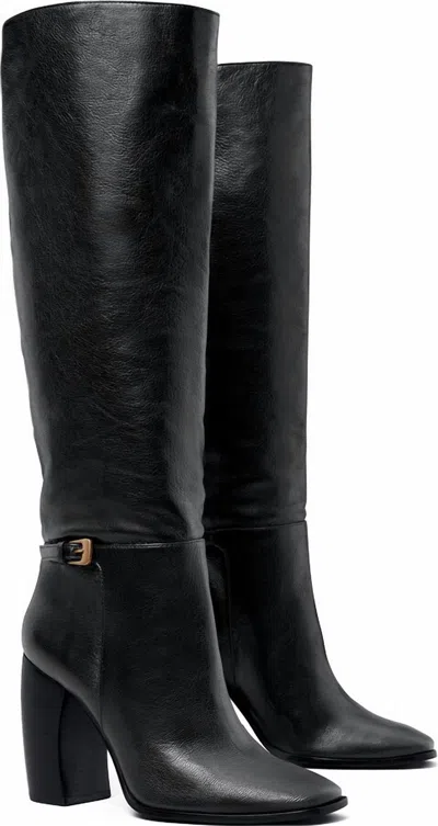 TORY BURCH TORY BURCH BANANA HEEL BUCKLE BOOT IN PERFECT BLACK