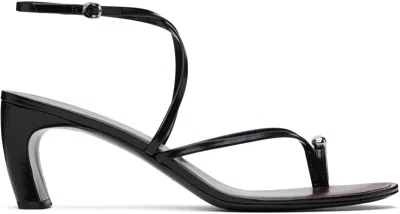 TORY BURCH BLACK PIERCED STRAPPY HEELED SANDALS