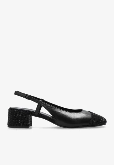 TORY BURCH CAP-TOE 45 PAVÉ SLINGBACK PUMPS