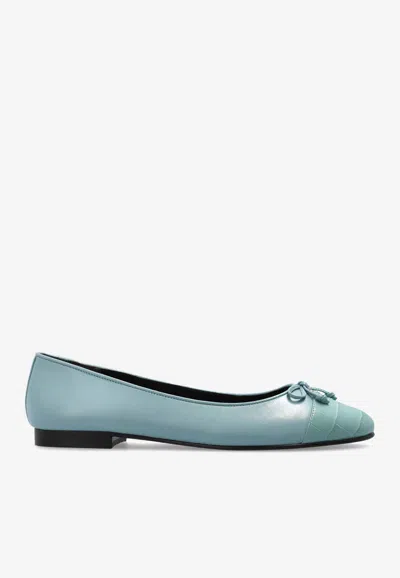 TORY BURCH CAP-TOE LEATHER BALLET FLATS